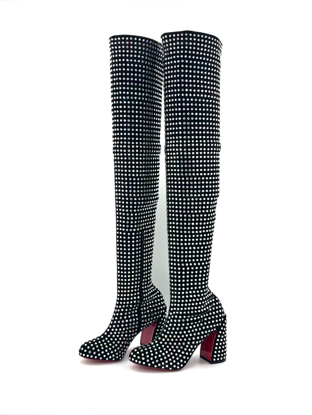 Christian Louboutin Miss Z Botta 80 Strass Thigh High Platform Boots 37.5